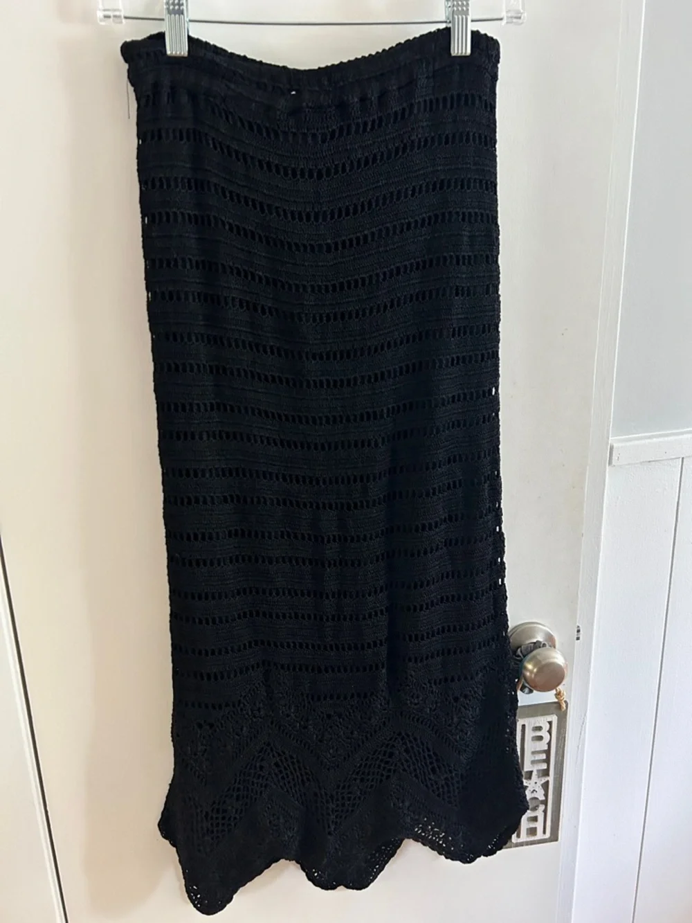 Chico's Black Crochet Maxi Skirt with Scalloped Hem size 0 - Picture 4 of 4